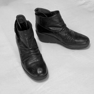 Black Leather Ankle Booties with Soft Texture